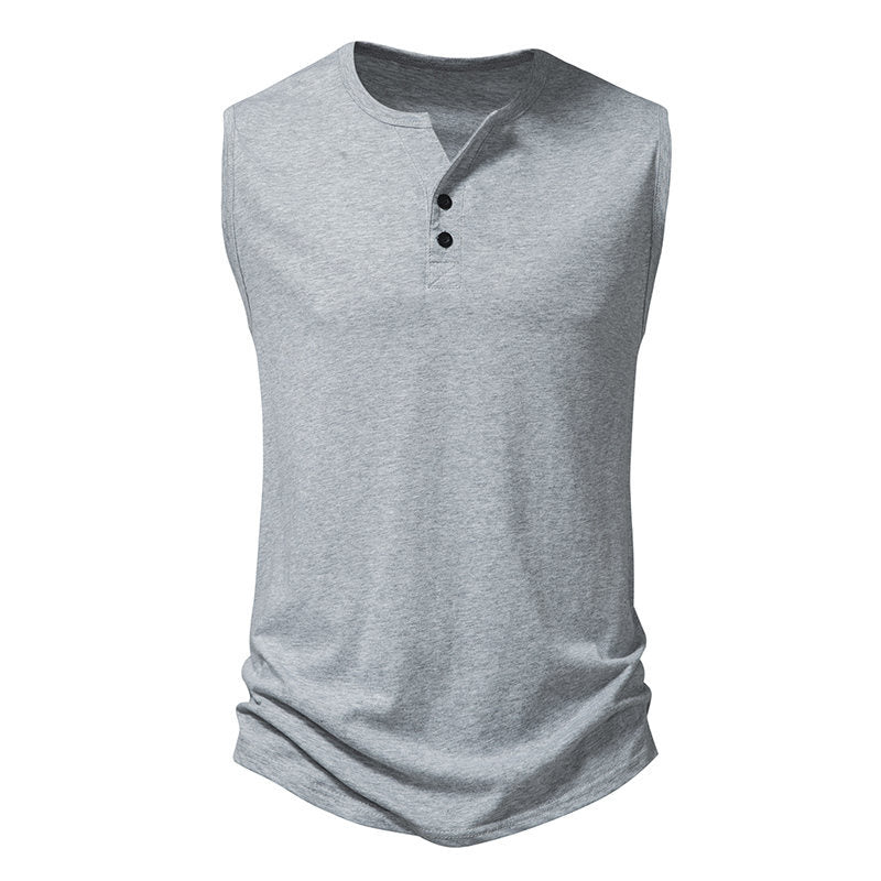 Herr ärmlös Henley-shirt med modern knapdesign Mirla-Eva Jonsson