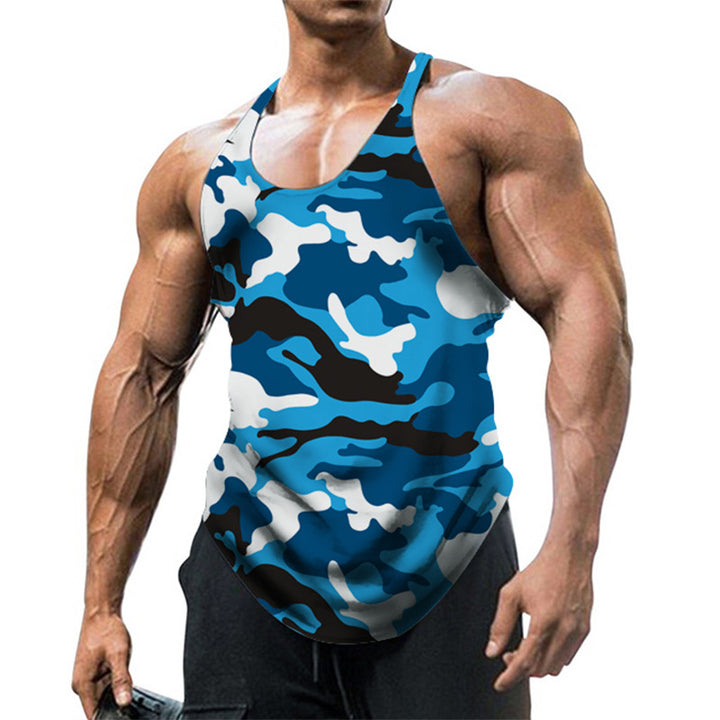 Herr ärmlös fitnessskjorta i modern kamouflage-design Mirla-Eva Jonsson