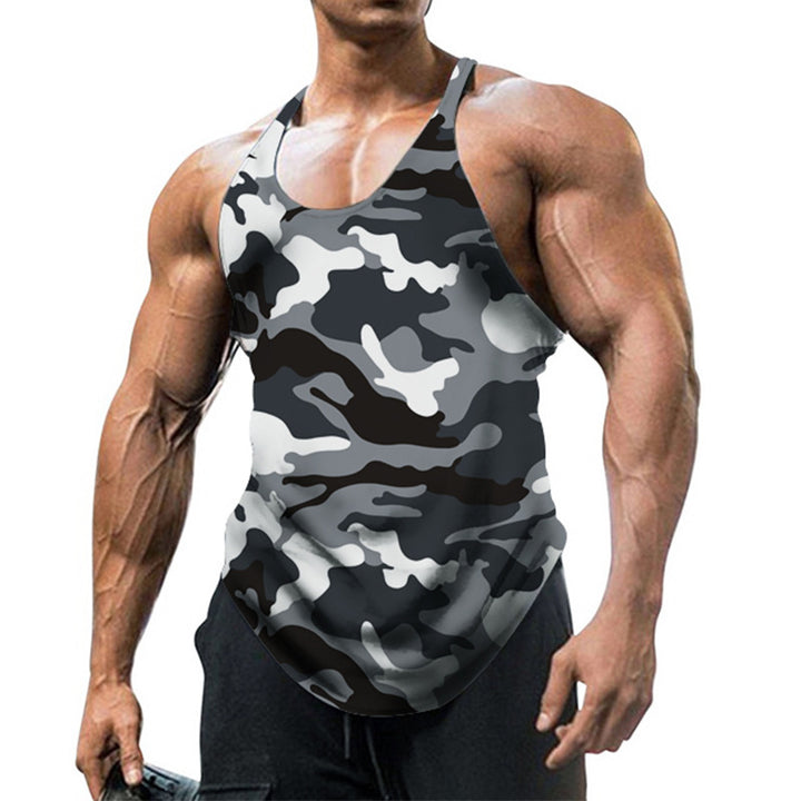 Herr ärmlös fitnessskjorta i modern kamouflage-design Mirla-Eva Jonsson