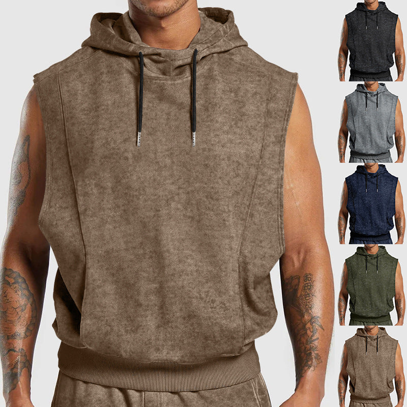 Herr ärmlös hoodie t-shirt i mjukt sweatmaterial Mirla-Eva Jonsson