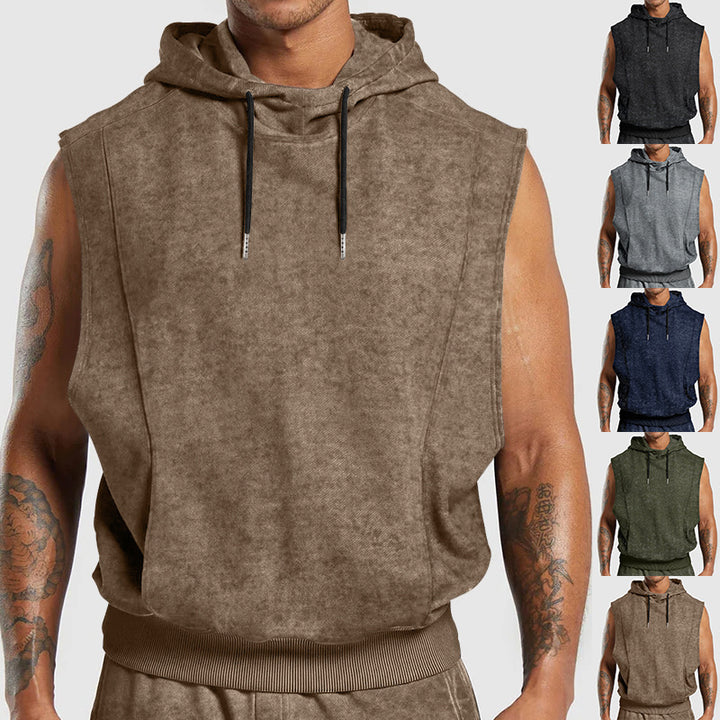Herr ärmlös hoodie t-shirt i mjukt sweatmaterial Mirla-Eva Jonsson