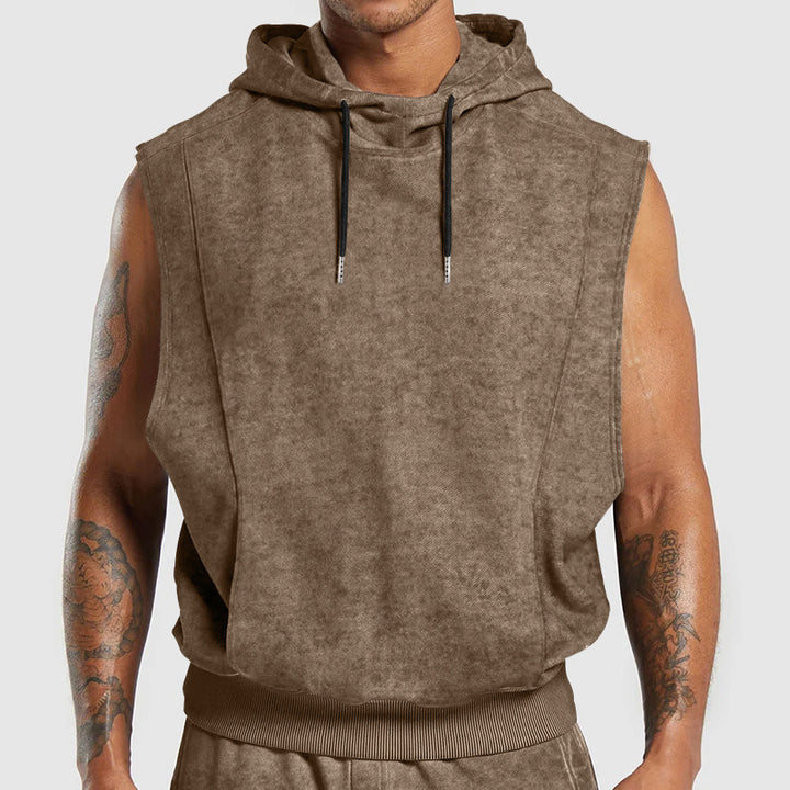 Herr ärmlös hoodie t-shirt i mjukt sweatmaterial Mirla-Eva Jonsson