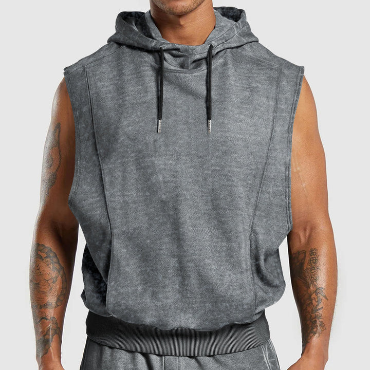Herr ärmlös hoodie t-shirt i mjukt sweatmaterial Mirla-Eva Jonsson