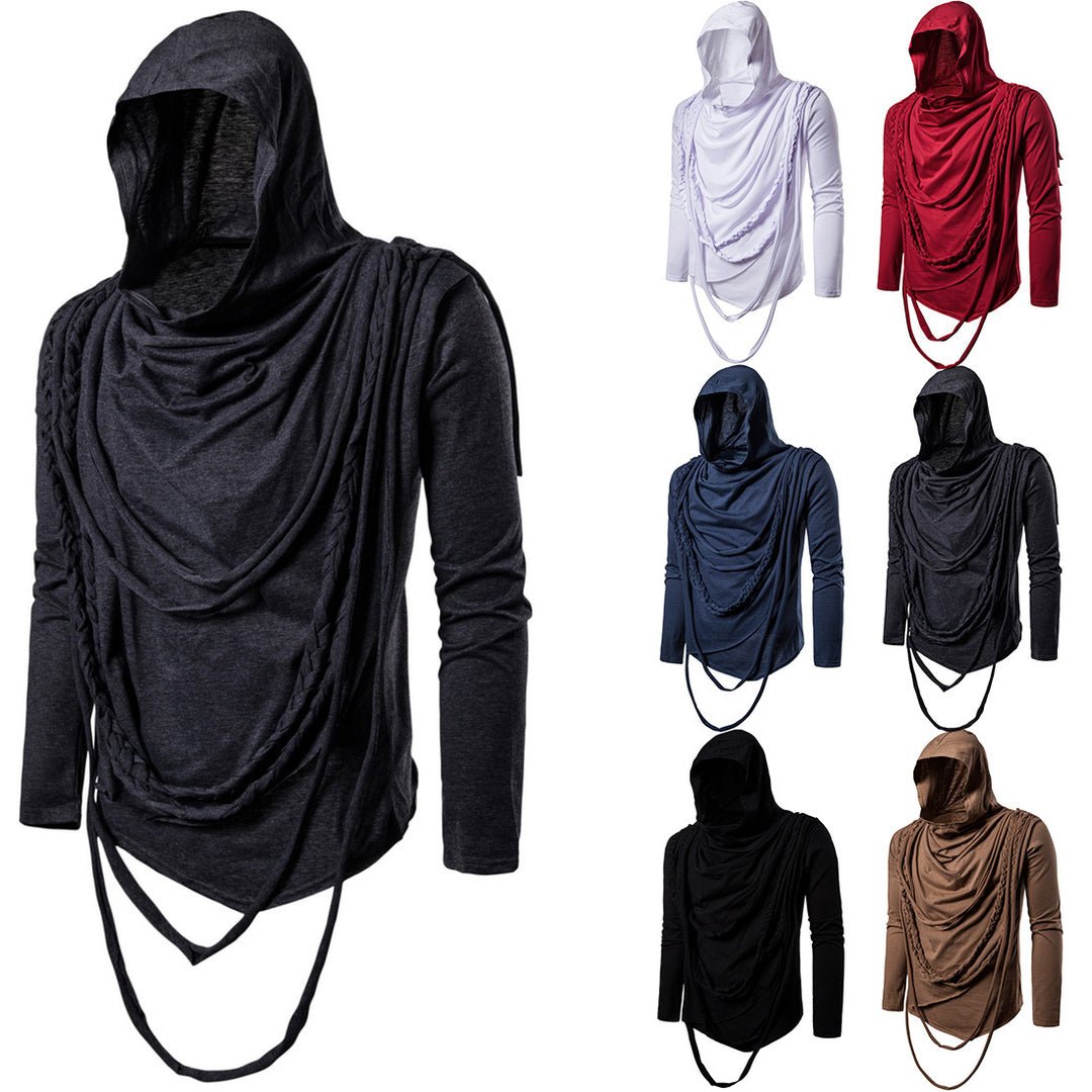 Herr asymmetrisk huva t-shirt med dekorativa detaljer Mirla-Eva Jonsson