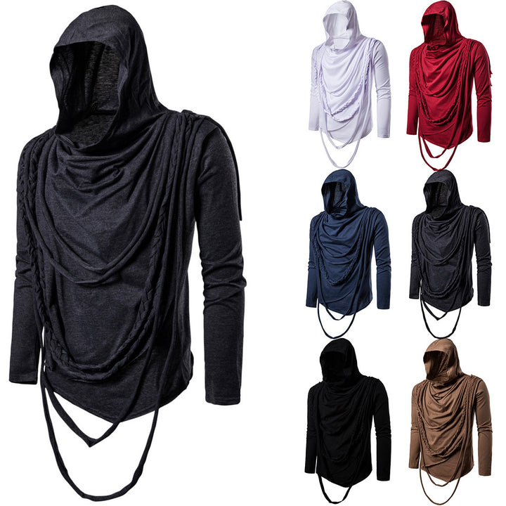 Herr asymmetrisk huva t-shirt med dekorativa detaljer Mirla-Eva Jonsson