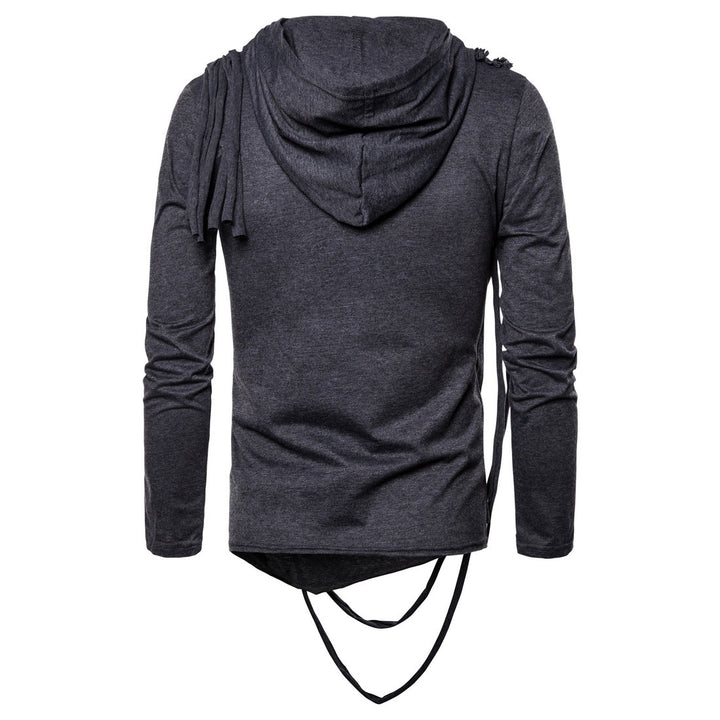Herr asymmetrisk huva t-shirt med dekorativa detaljer Mirla-Eva Jonsson