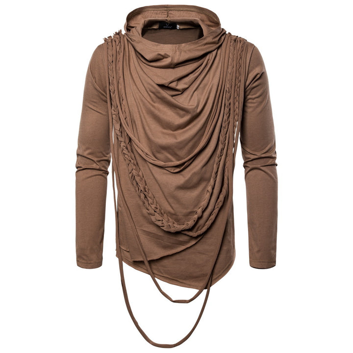 Herr asymmetrisk huva t-shirt med dekorativa detaljer Mirla-Eva Jonsson