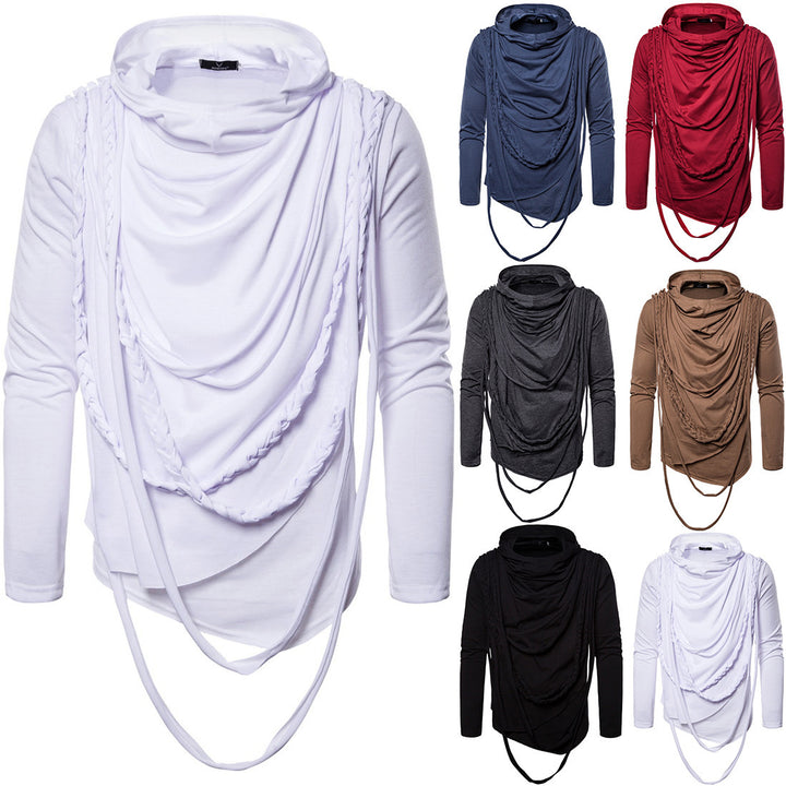 Herr asymmetrisk huva t-shirt med dekorativa detaljer Mirla-Eva Jonsson