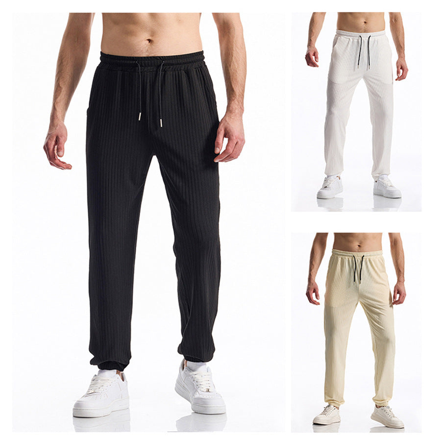 Herr bekväm Activewear-byxor med elastisk midja och randigt mönster Mirla-Eva Jonsson