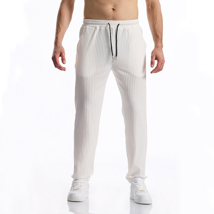 Herr bekväm Activewear-byxor med elastisk midja och randigt mönster Mirla-Eva Jonsson