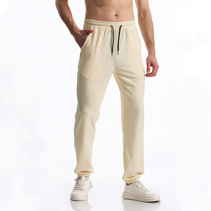 Herr bekväm Activewear-byxor med elastisk midja och randigt mönster Mirla-Eva Jonsson