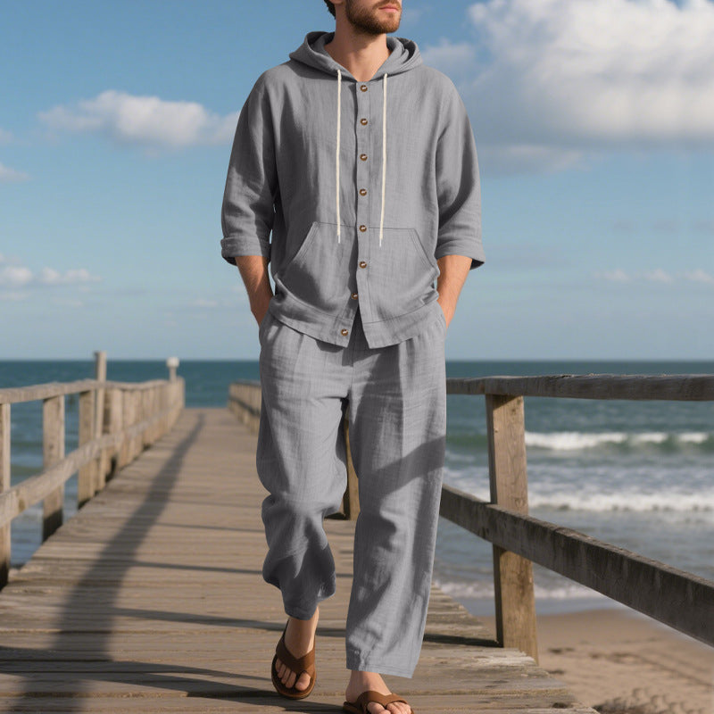 Herr bekväm fritidsbyxor och hoodie set Mirla-Eva Jonsson