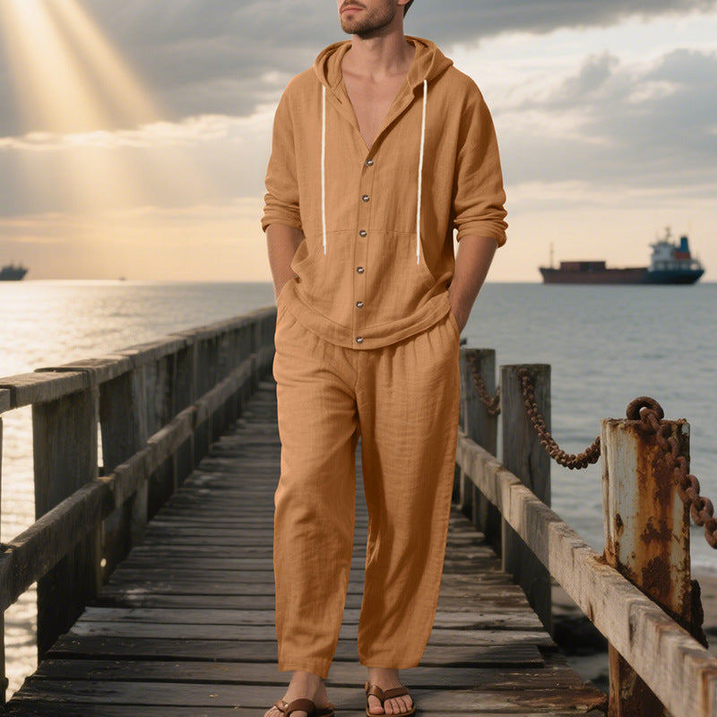 Herr bekväm fritidsbyxor och hoodie set Mirla-Eva Jonsson