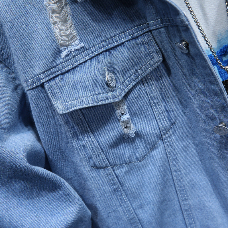 Herr casual jeansjacka med bekväm hoodie-insats och mode detaljer Eva Jonsson-Eva Jonsson