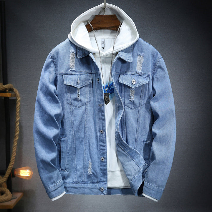 Herr casual jeansjacka med bekväm hoodie-insats och mode detaljer Eva Jonsson-Eva Jonsson
