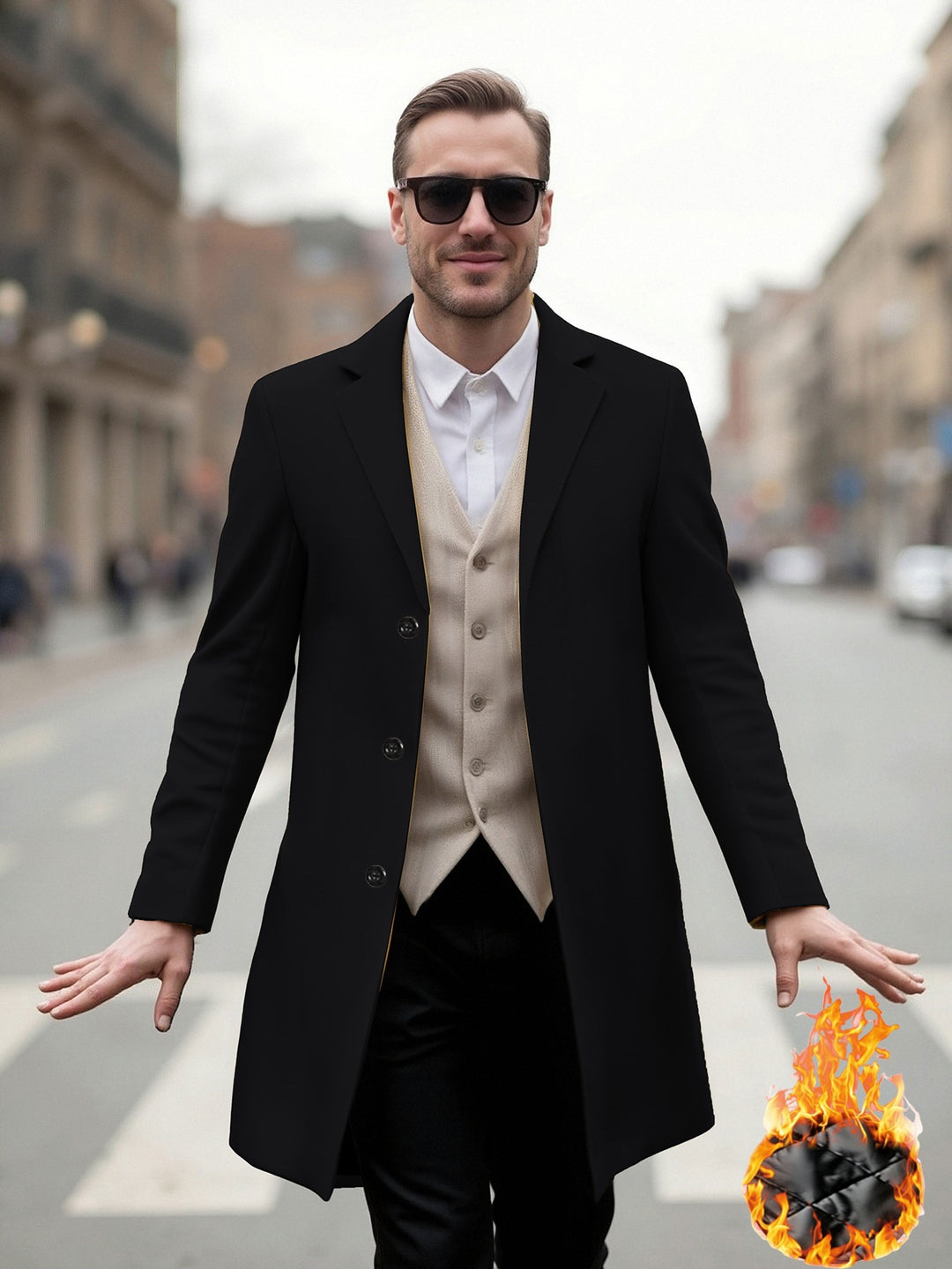 Herr elegant lång kappa med modern skärning och optimalt bärkomfort Eva Jonsson-Eva Jonsson
