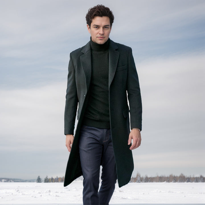 Herr elegant lång ullblandning kappa Eva Jonsson-Eva Jonsson