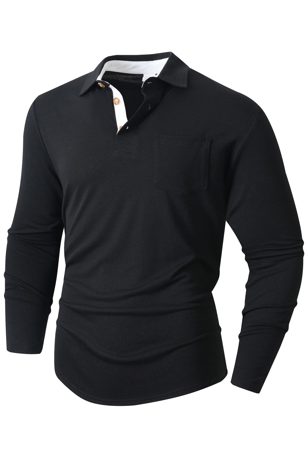 Herr elegant långärmad poloshirt med modern krage och lätt stretch Mirla-Eva Jonsson