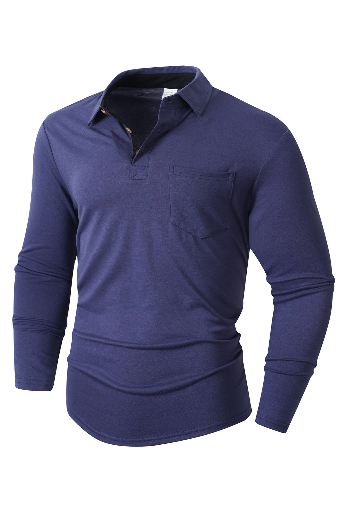 Herr elegant långärmad poloshirt med modern krage och lätt stretch Mirla-Eva Jonsson