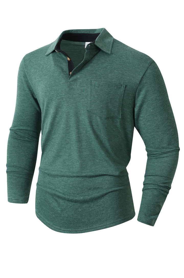 Herr elegant långärmad poloshirt med modern krage och lätt stretch Mirla-Eva Jonsson