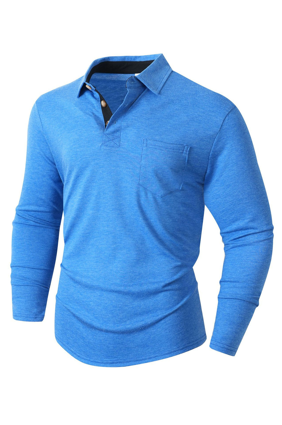 Herr elegant långärmad poloshirt med modern krage och lätt stretch Mirla-Eva Jonsson