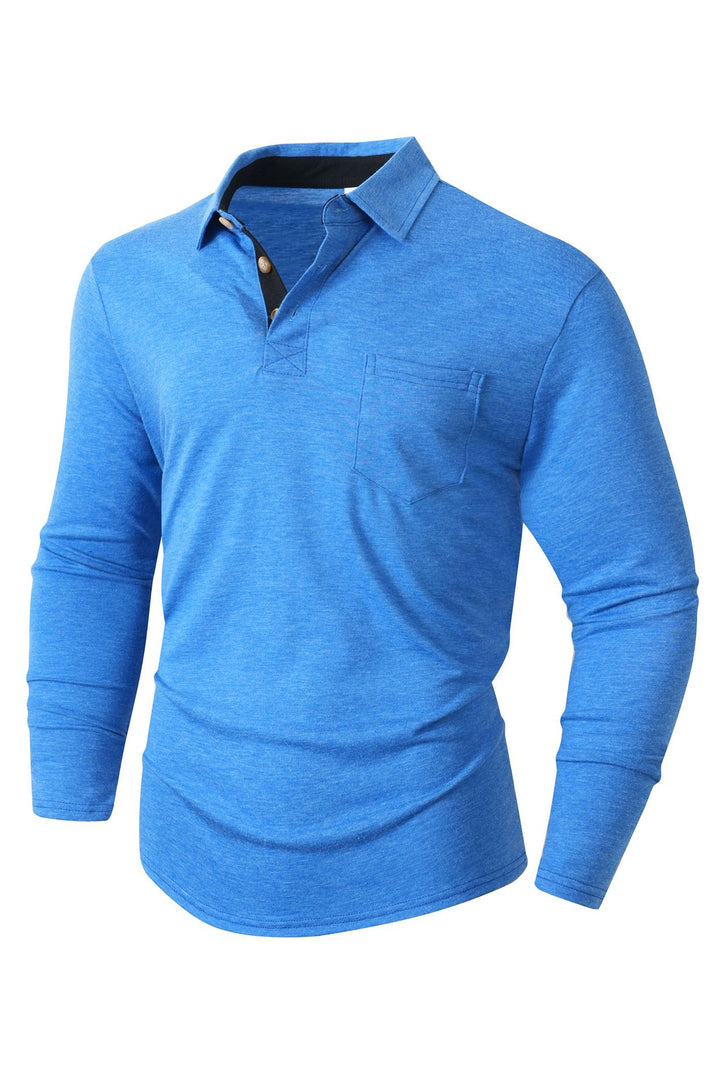 Herr elegant långärmad poloshirt med modern krage och lätt stretch Mirla-Eva Jonsson