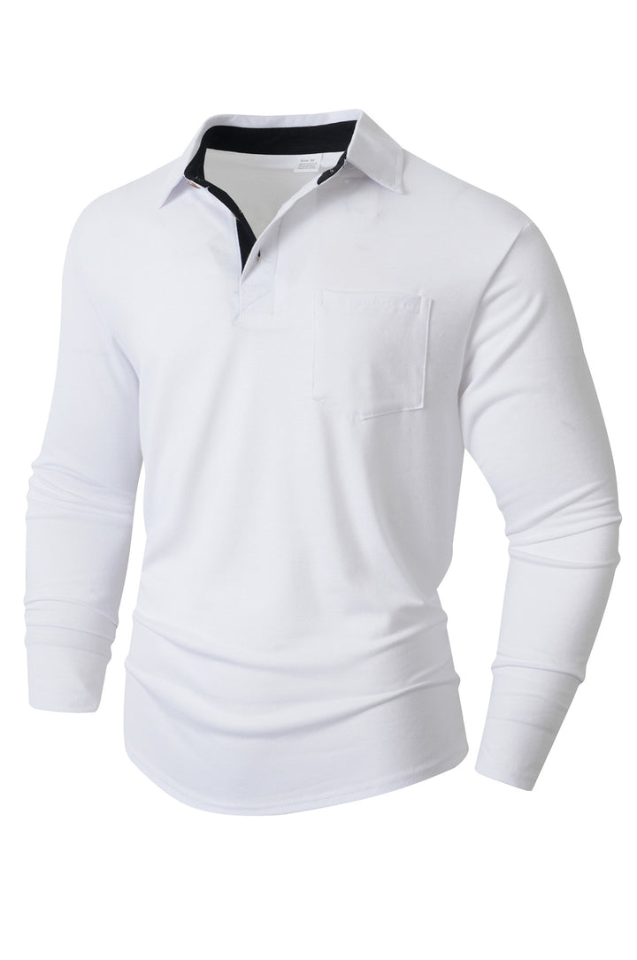 Herr elegant långärmad poloshirt med modern krage och lätt stretch Mirla-Eva Jonsson