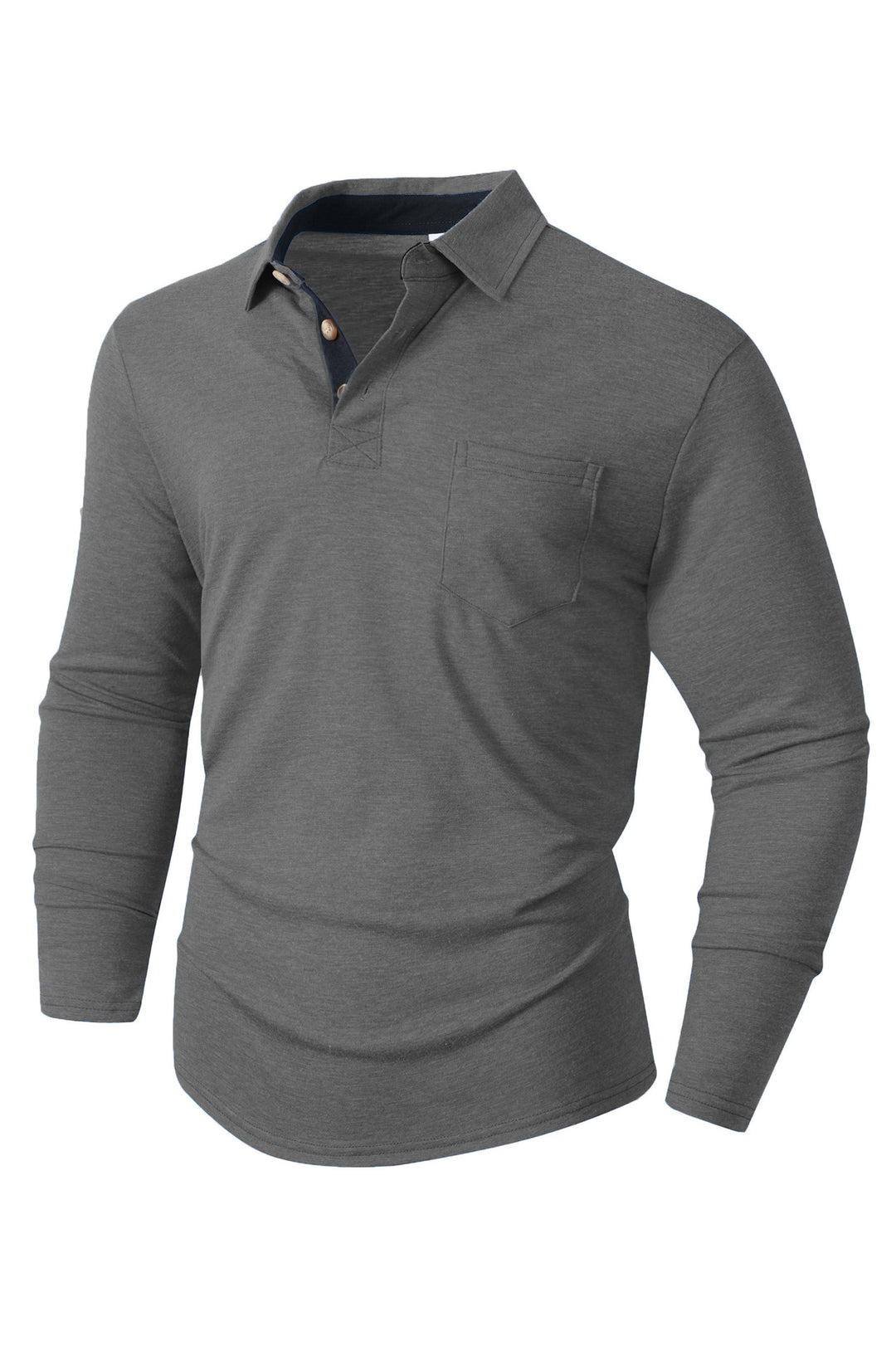 Herr elegant långärmad poloshirt med modern krage och lätt stretch Mirla-Eva Jonsson