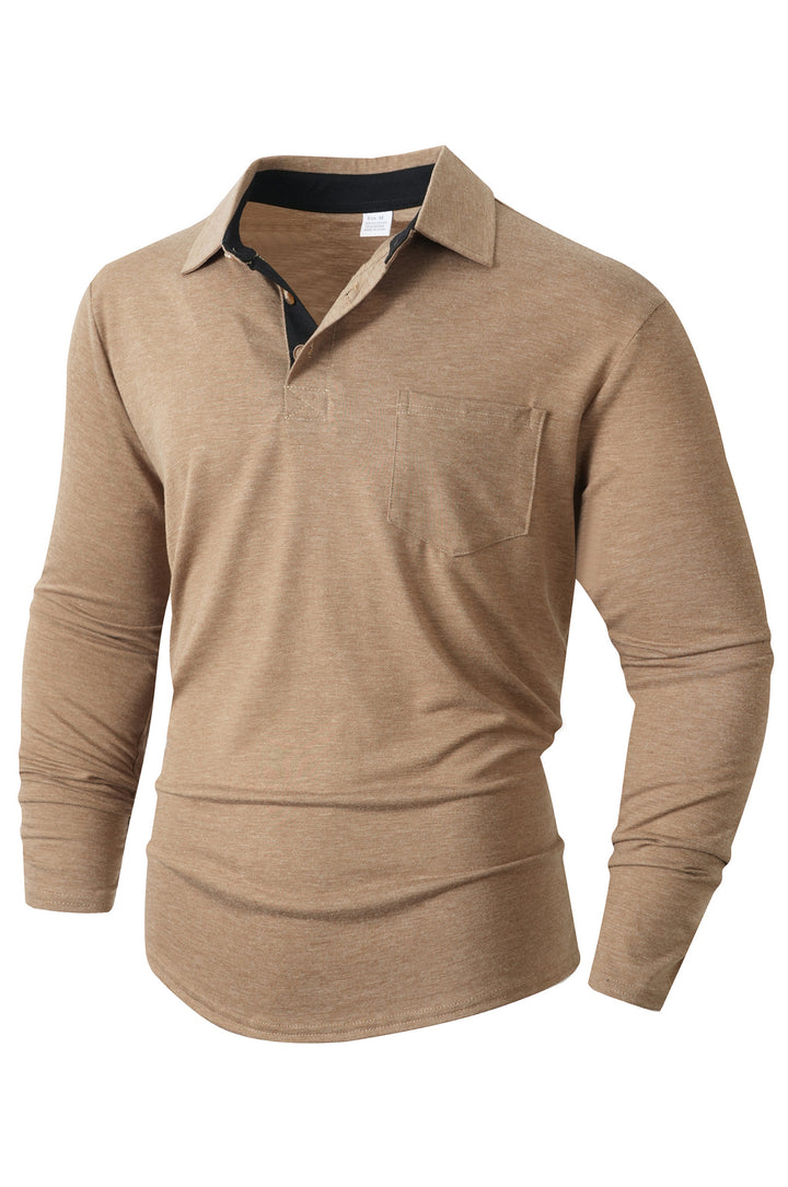 Herr elegant långärmad poloshirt med modern krage och lätt stretch Mirla-Eva Jonsson