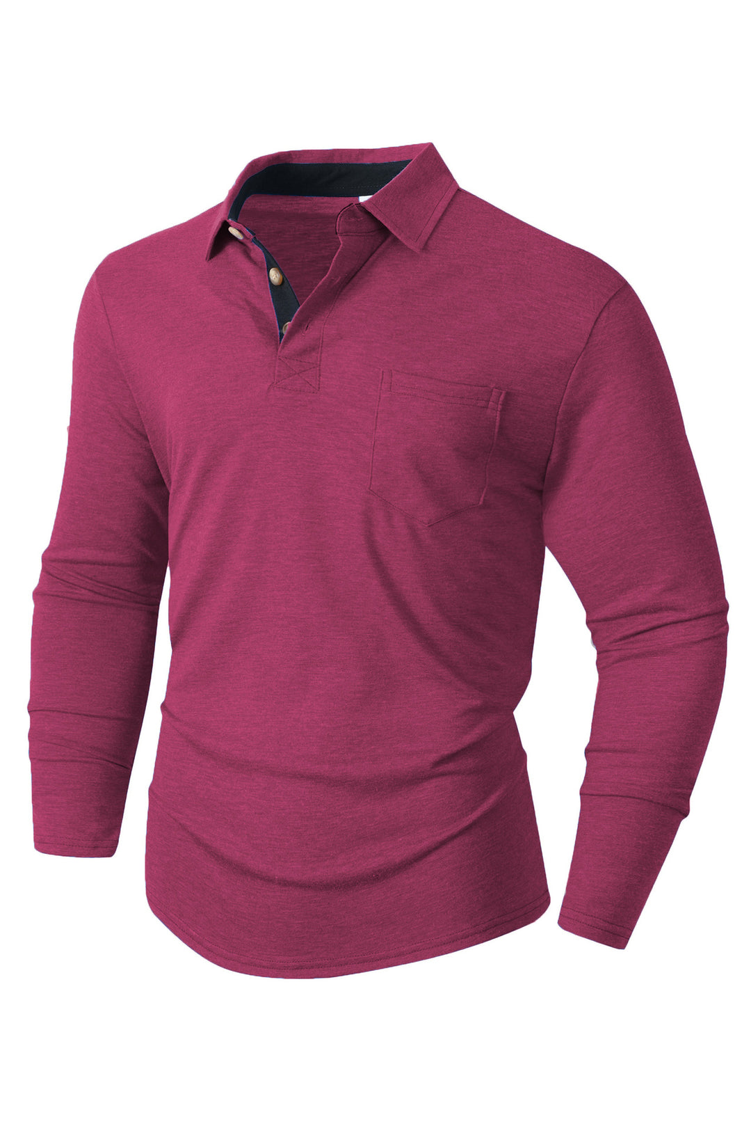 Herr elegant långärmad poloshirt med modern krage och lätt stretch Mirla-Eva Jonsson