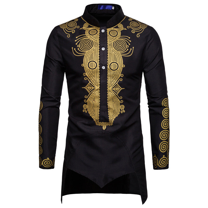 Herr elegant långärmad skjorta med innovativt etno-design Eva Jonsson-Eva Jonsson