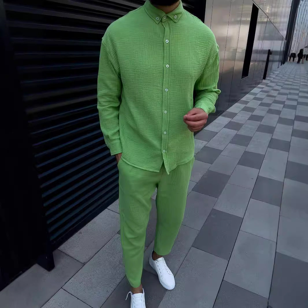 Herr elegant långärmad skjorta med strukturerad design Mirla-Eva Jonsson