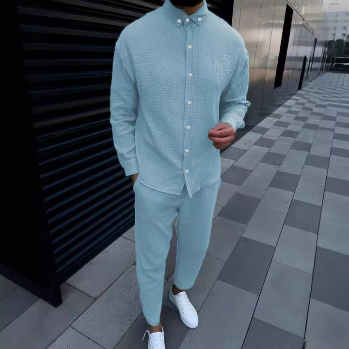 Herr elegant långärmad skjorta med strukturerad design Mirla-Eva Jonsson