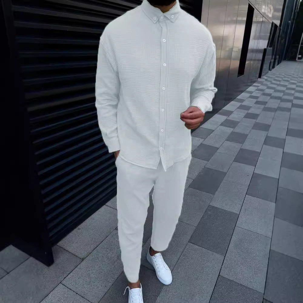 Herr elegant långärmad skjorta med strukturerad design Mirla-Eva Jonsson