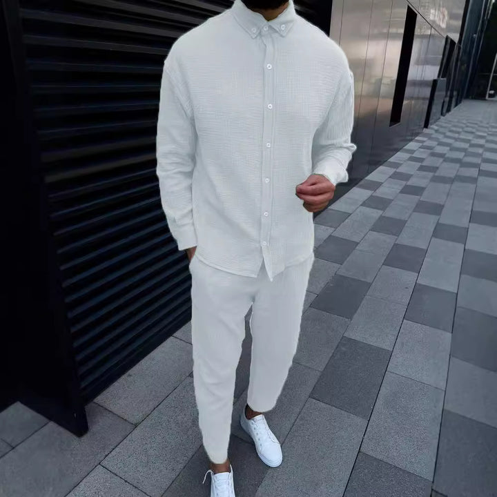 Herr elegant långärmad skjorta med strukturerad design Mirla-Eva Jonsson