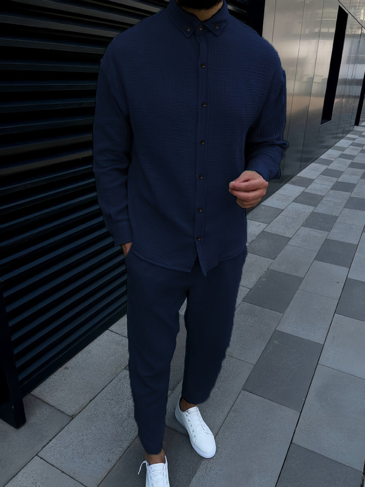 Herr elegant långärmad skjorta med strukturerad design Mirla-Eva Jonsson