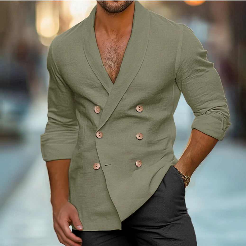 Herr elegant linnejacka med dubbelknäppning Eva Jonsson-Eva Jonsson