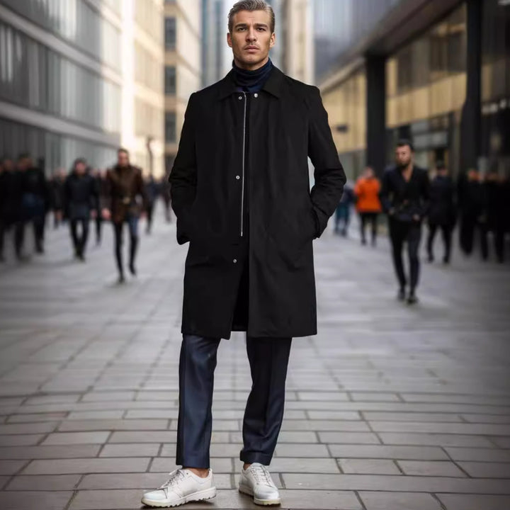 Herr elegant övergångsjacka med praktiska fickor och modern krage Mirla-Eva Jonsson