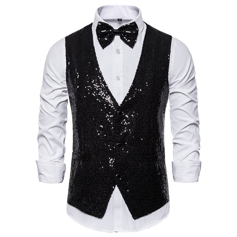 Herr elegant paljetter blazer med matchande fluga Mirla-Eva Jonsson