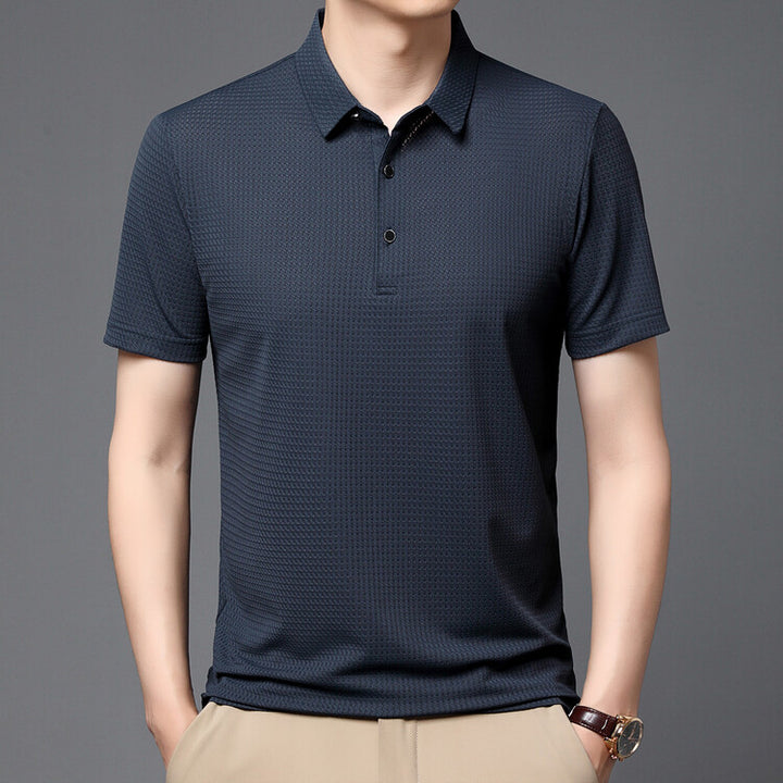 Herr elegant polo skjorta med strukturerad krage och funktionella egenskaper Eva Jonsson-Eva Jonsson