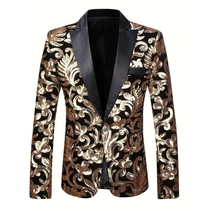 Herr elegant sammet blazer med florala paljetter mönster Mirla-Eva Jonsson