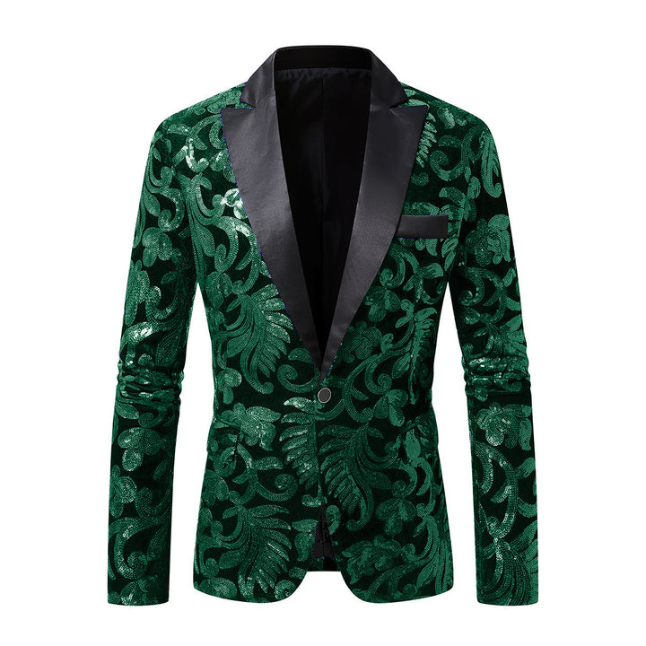 Herr elegant sammet blazer med florala paljetter mönster Mirla-Eva Jonsson