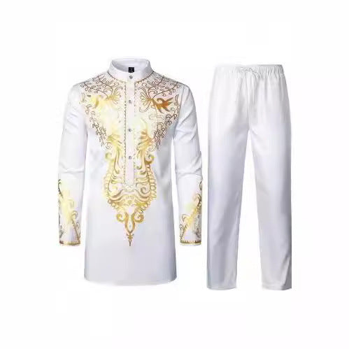 Herr elegant set med konstfull broderi och bekväma byxor Eva Jonsson-Eva Jonsson