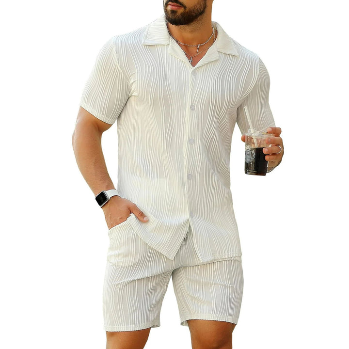 Herr elegant skjorte- och shorts-set med strukturerad design Mirla-Eva Jonsson