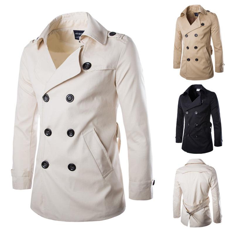 Herr elegant trenchcoat med dubbel knapprad och sidofickor Mirla-Eva Jonsson
