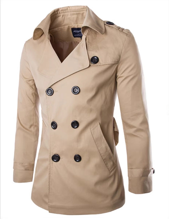 Herr elegant trenchcoat med dubbel knapprad och sidofickor Mirla-Eva Jonsson