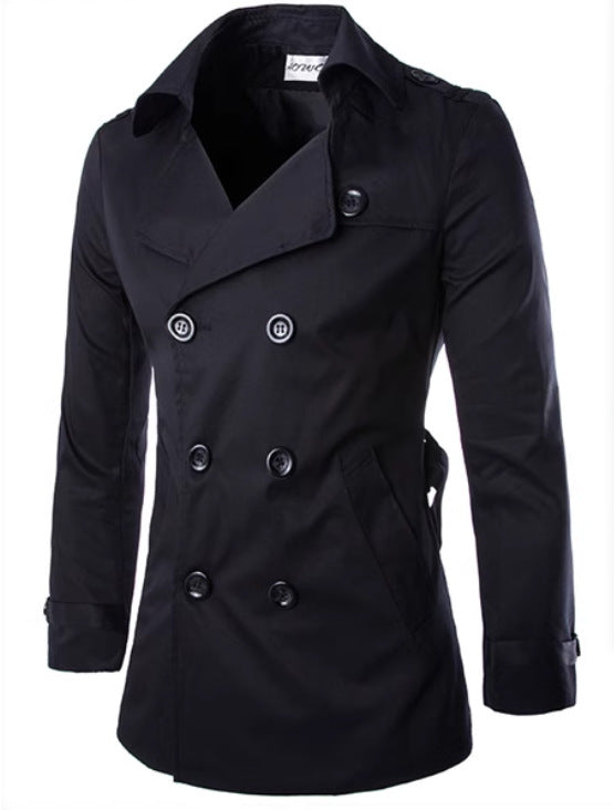 Herr elegant trenchcoat med dubbel knapprad och sidofickor Mirla-Eva Jonsson