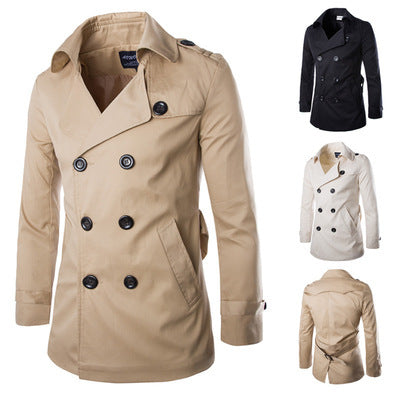 Herr elegant trenchcoat med dubbel knapprad och sidofickor Mirla-Eva Jonsson
