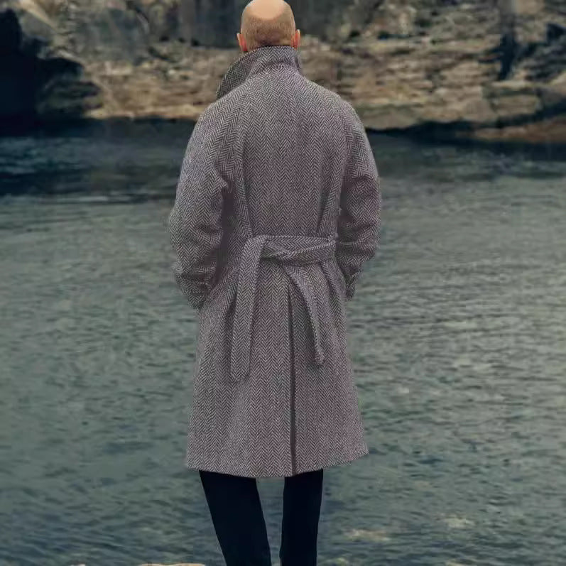 Herr elegante ullkappa med fiskbensmönster Eva Jonsson-Eva Jonsson