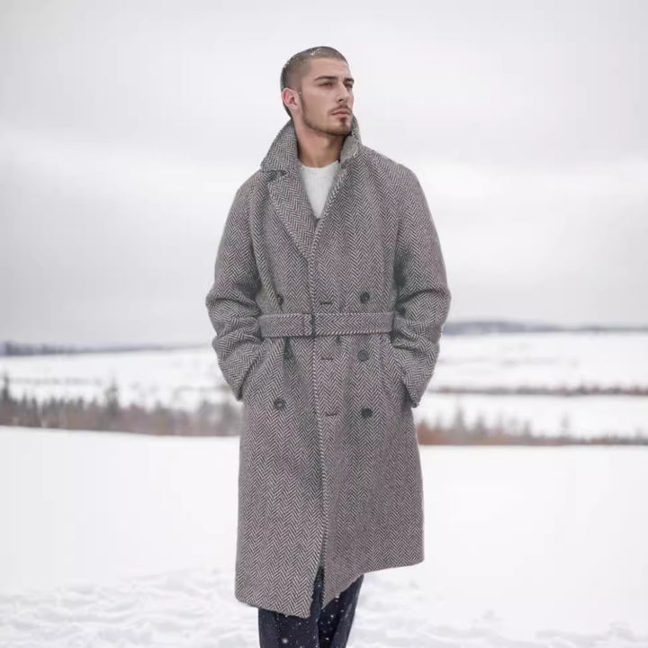 Herr elegante ullkappa med fiskbensmönster Eva Jonsson-Eva Jonsson